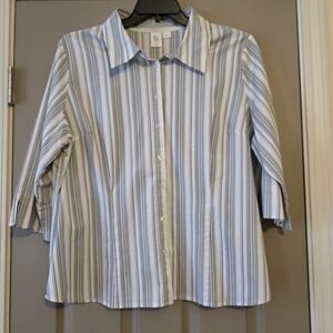 Apt. 9 Blue and White Striped Button Down Shirt
